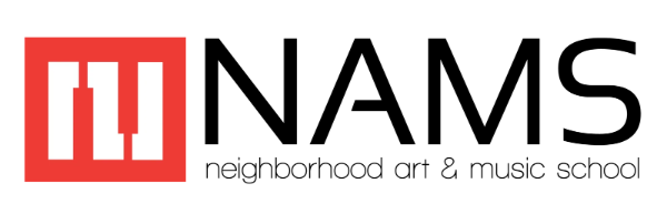 NAMS horizontal logo with piano key icon